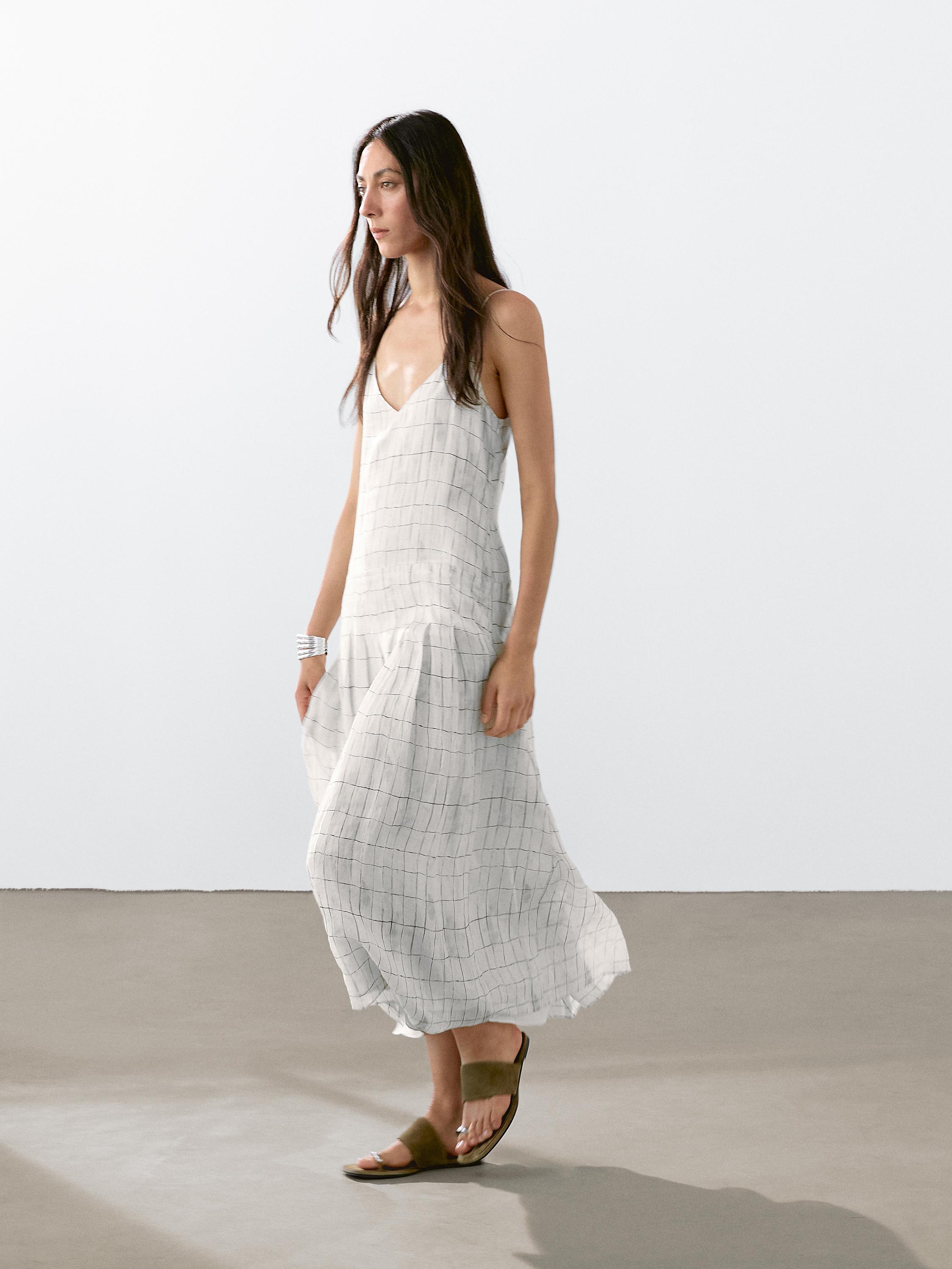 Robe midi ample à carreaux